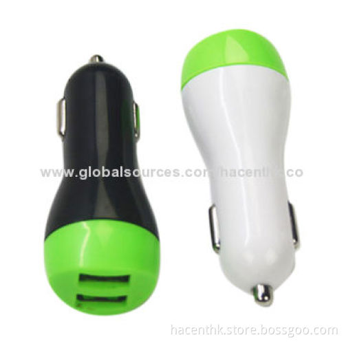 2.1 + 1A Dual-USB Car Chargers with Short-circuit Protection, FCC, CE UL, RoHS Marks